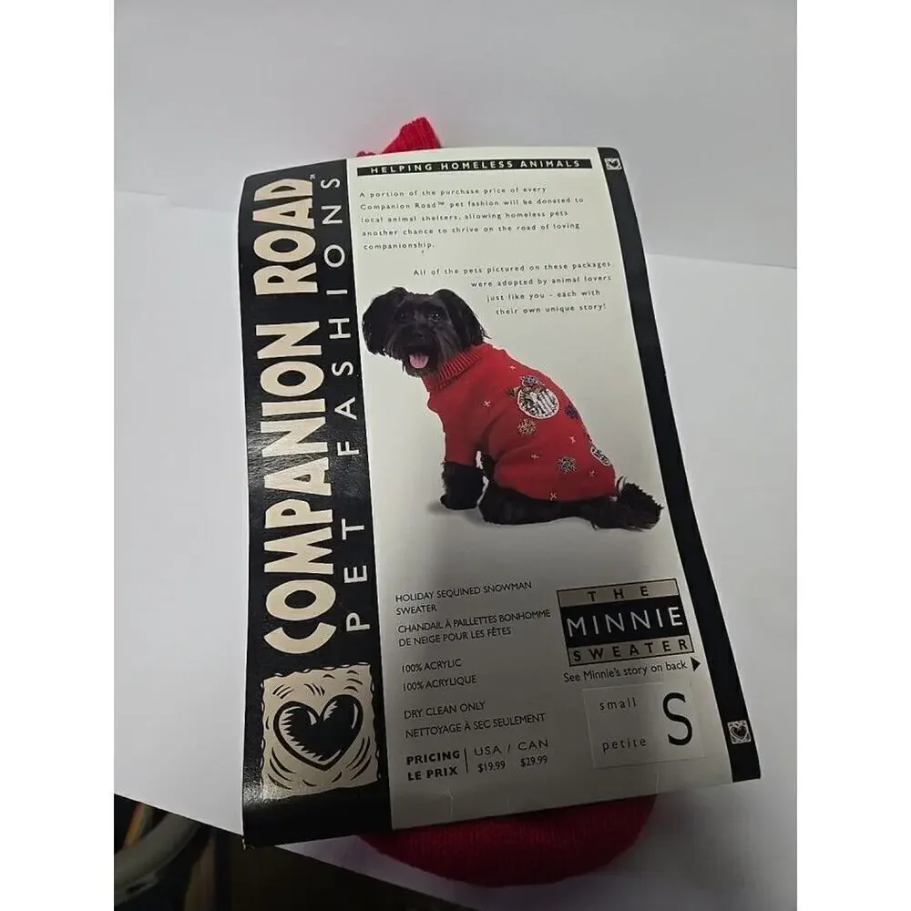 NEW Pet Costume, Chritsmas Sweater Holiday Sequined Snowman SIZE Small Red